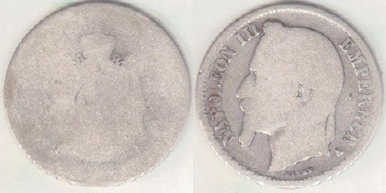 1867 France silver 1 Franc A000600